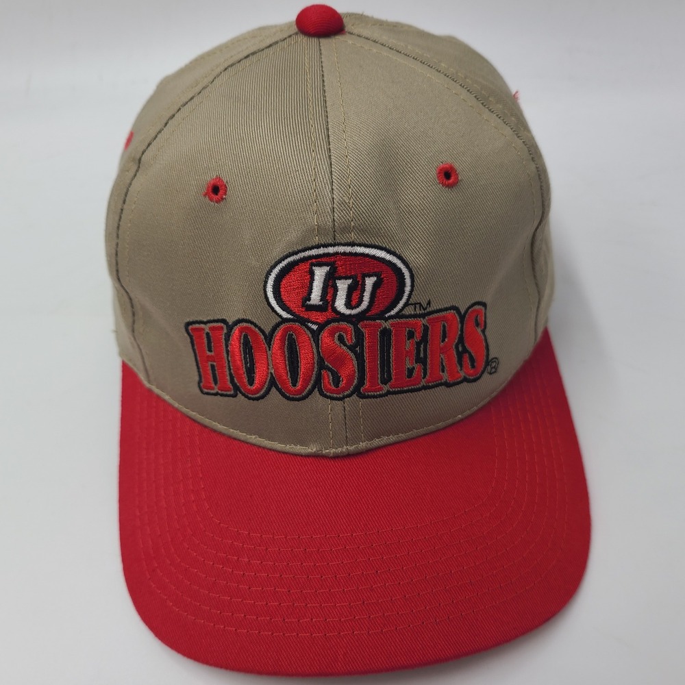 Vintage‎ Indiana Hoosiers Hat *BROKEN SNAPBACK* Signatures Beige Red NCAA IU Men
